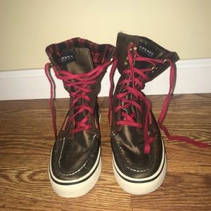 Sperry pink and brown high tops